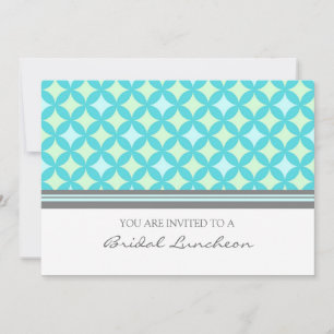 Aqua Gray Pattern Bridal Lunch Invitation Cards