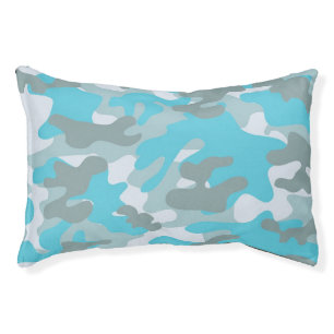 Aqua Gray White Camo Design Pet Bed