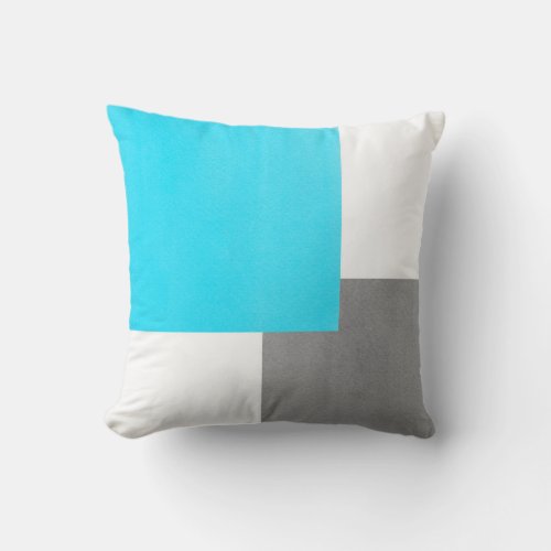 Aqua Gray White Geometric Block Throw Pillow