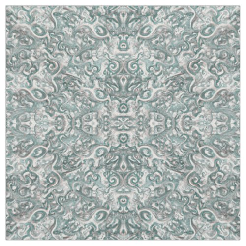 Aqua Gray White Marbled Mirror Tile Fabric