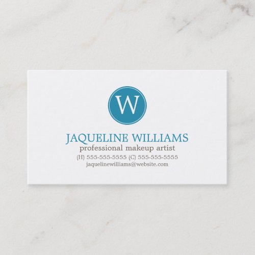 Aqua Greek Key Pattern Monogram Business Card Template