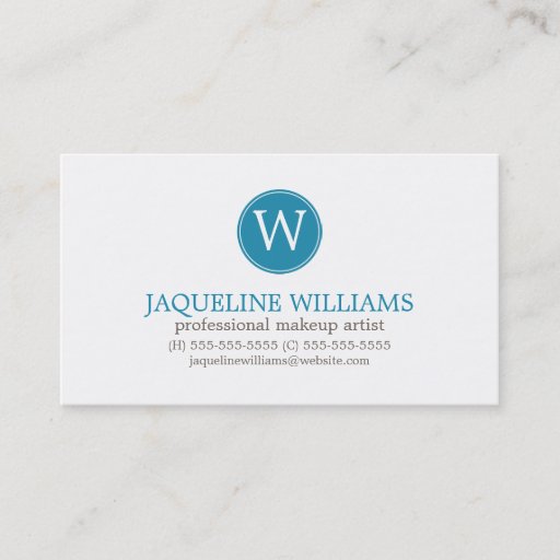 Customizable Aqua Greek Key Pattern Monogram Business Card Template