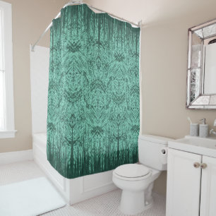 Aqua Green Abstract Tiki Pattern Shower Curtain