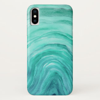 Aqua Green Agate II Watercolor Pattern iPhone X Case