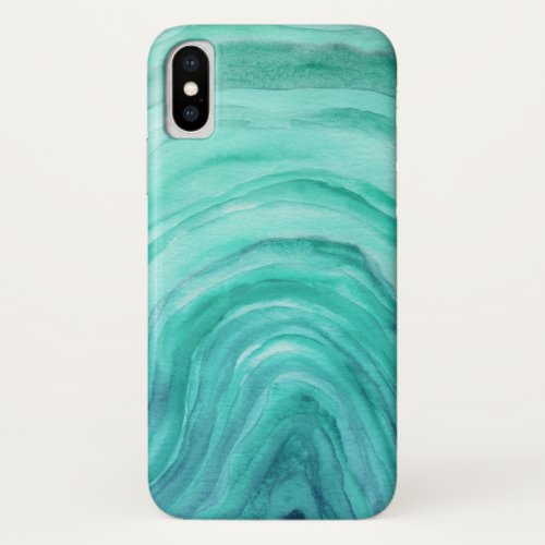 Aqua Green Agate II Watercolor Pattern iPhone X Case