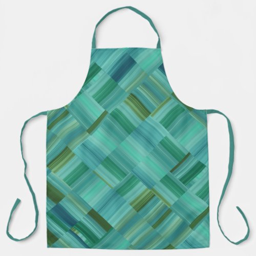 Aqua Green and Blue Blocks Tie Apron