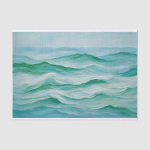 Aqua Green and Blue Ocean, Sea Waves with Blue Sky Tissue Paper