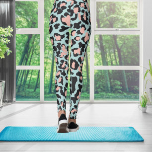 Aqua green and blue Tiger Print Leggings