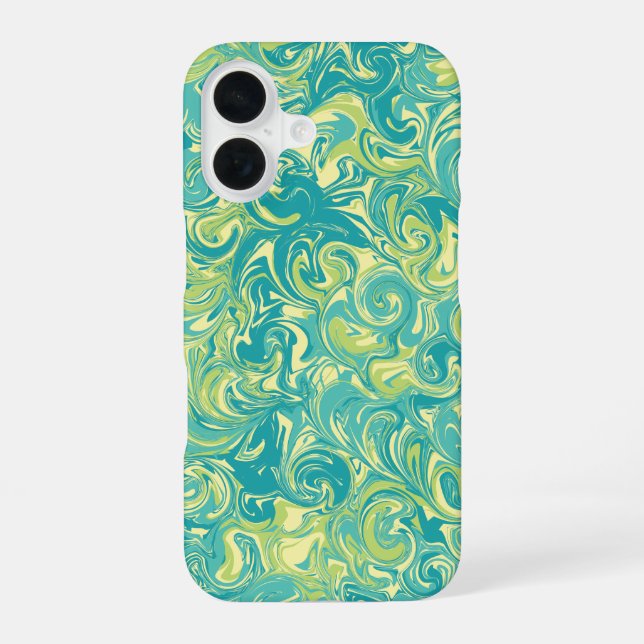 Aqua, Green, and Yellow Marble Swirl iPhone Case (Back)