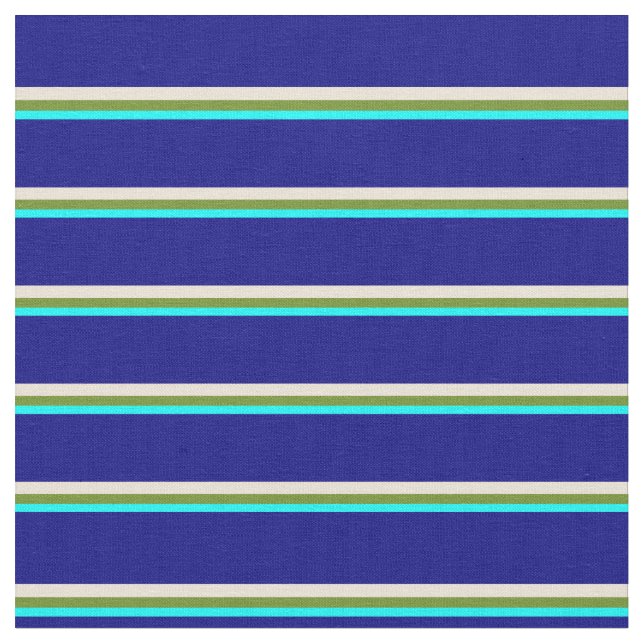 Aqua, Green, Bisque, and Blue Pattern Fabric (Close Up)
