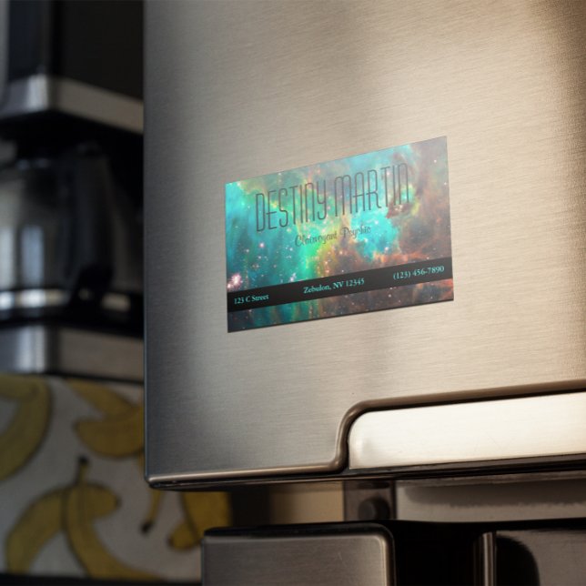 Aqua Green Celestial Photo Metaphysical Business Card Magnet (Create Your Own Aqua Green Celestial Photo Business Card Magnets)