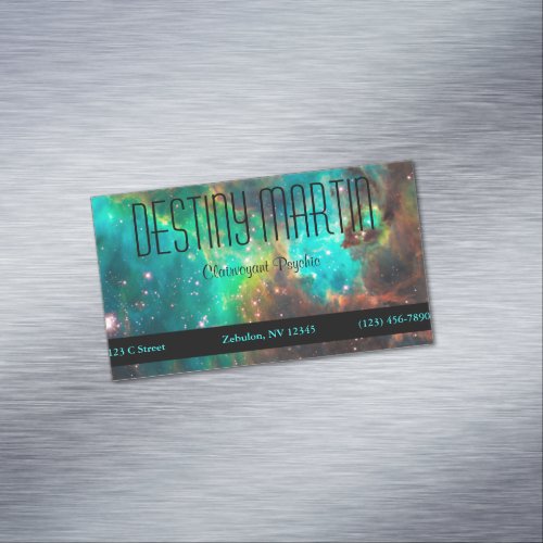 Aqua Green Celestial Photo Metaphysical Business Card Magnet