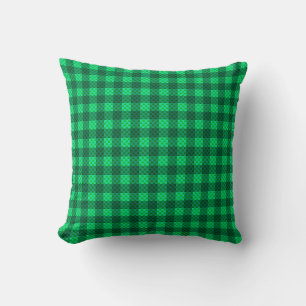 Aqua green checkered carbon fiber patterned throw pillow