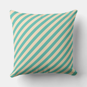 Aqua Green  Diagonal Stripe Outdoor Pillow