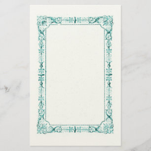 Aqua Green Fancy Frame Stationery