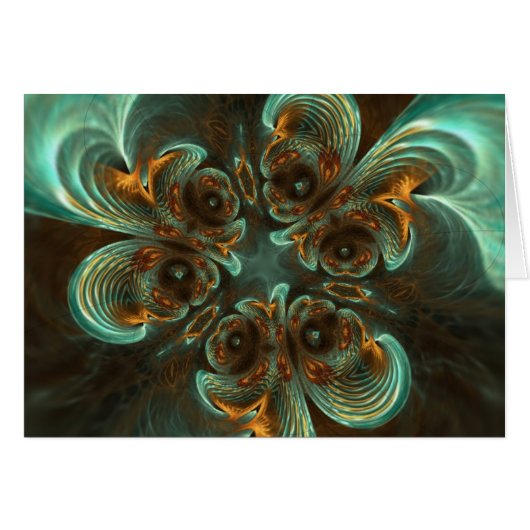 Aqua Green & Gold & Spiral Fractal Art (Front Horizontal)