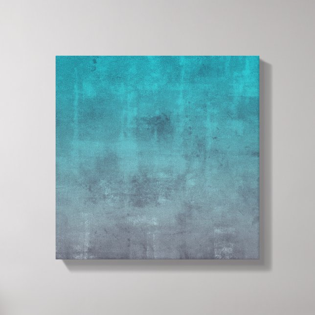 Aqua Green Gray rustic stone effect Abstract Canvas Print (Front)
