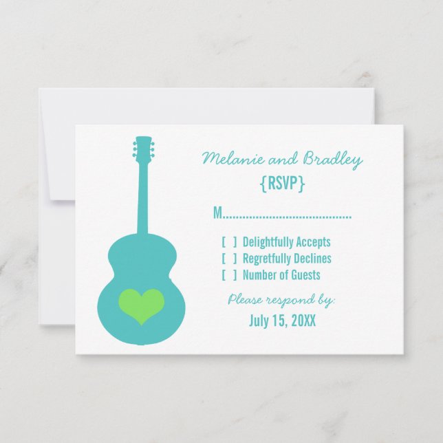 Aqua/Green Guitar Heart Response Card (Front)