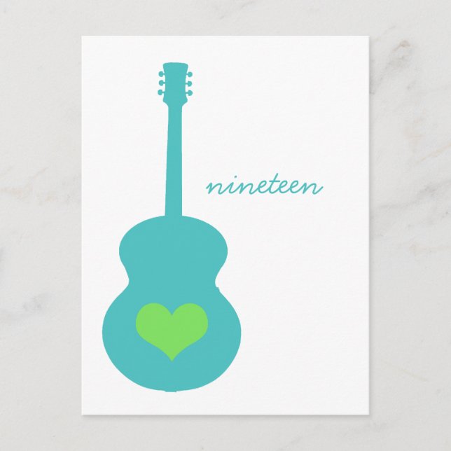Aqua/Green Guitar Heart Table Postcard (Front)