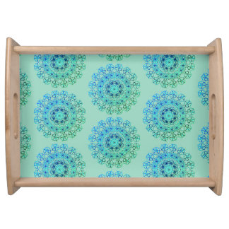 Aqua Green Lacy Patterned Serving Tray