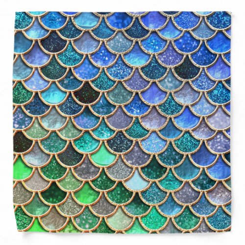 Aqua green Mermaidscales Spring Glitter for Girls Bandana