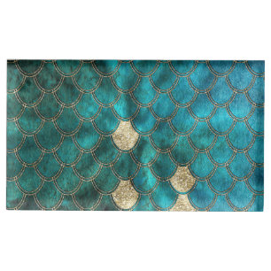 Aqua green Mermaidscales with gold glitter Table Number Holder