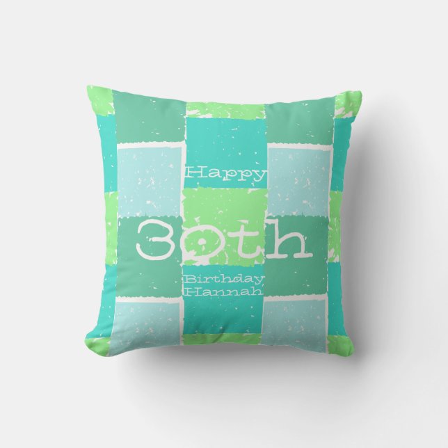 Aqua Green Mint personalized 30th birthday Pillow (Front)