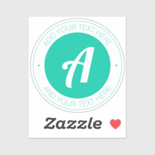 Aqua Green Monogram or Add Logo Transparent Sticker