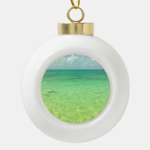 Aqua Green Ocean Turks and Caicos Photo Ceramic Ball Christmas Ornament