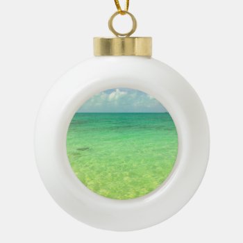 Aqua Green Ocean | Turks And Caicos Photo Ceramic Ball Christmas Ornament by ElkeClarkeImages at Zazzle