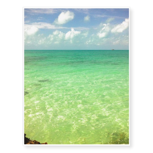 Aqua Green Ocean | Turks and Caicos Photo Temporary Tattoos (Front)