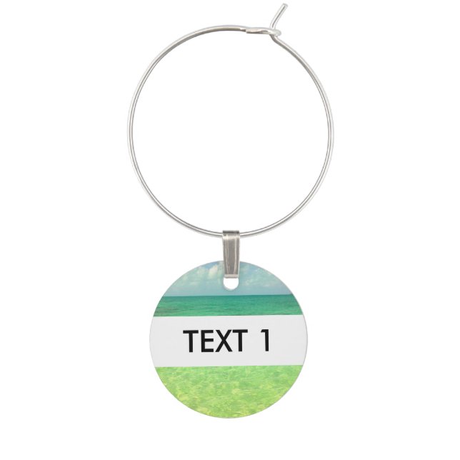 Aqua Green Ocean | Turks and Caicos Photo Wine Glass Charm (Front)
