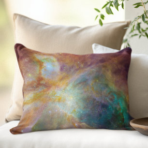 Aqua Green Orion Nebula Decorative Pillow