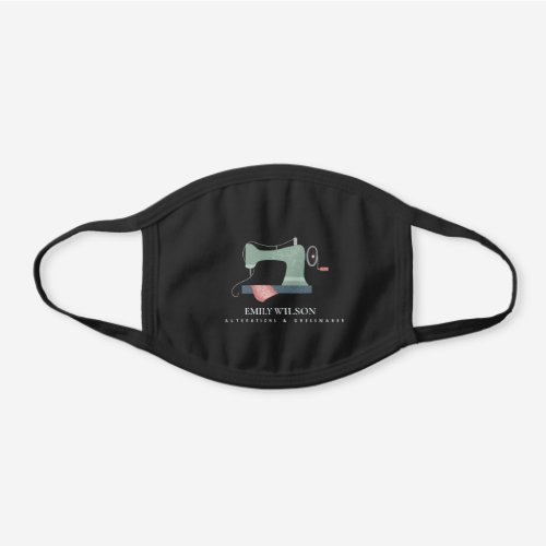 AQUA GREEN PINK SEWING MACHINE TAILOR BUSINESS BLACK COTTON FACE MASK