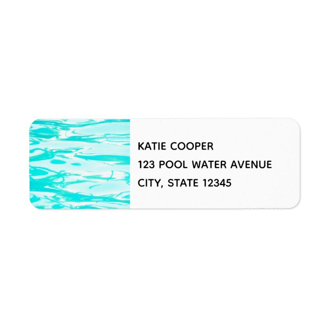 Aqua Green Pool Water Abstract Background Label (Front)