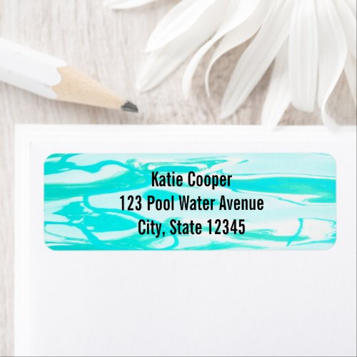 Aqua Green Pool Water Abstract Background Label