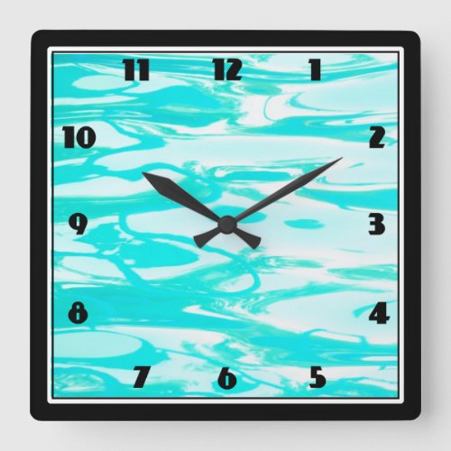 Aqua Green Pool Water Abstract Background Square Wall Clock