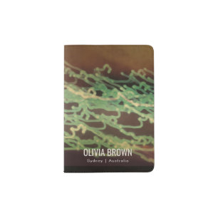 AQUA GREEN RUST ORANGE GRAPHIC BOHO LIGHT MONOGRAM PASSPORT HOLDER