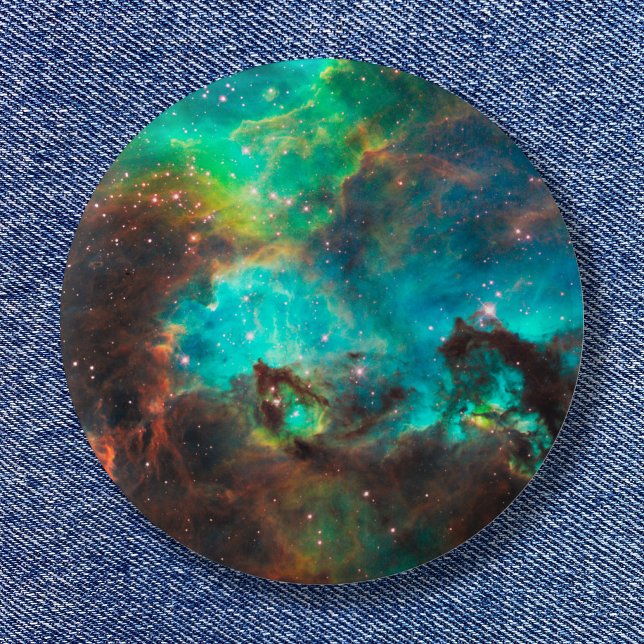 Aqua Green Star Cluster Space Photo Pinback Button (Aqua Green Star Cluster Space Photo Pinback Button)