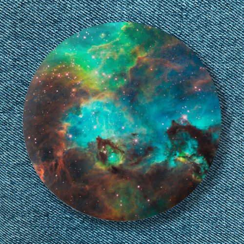 Aqua Green Star Cluster Space Photo Pinback Button
