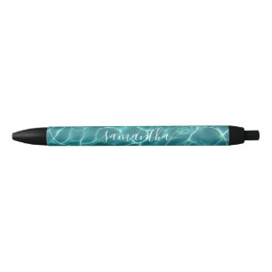 Aqua Green Swimming Pool Curly Signature Name Pen