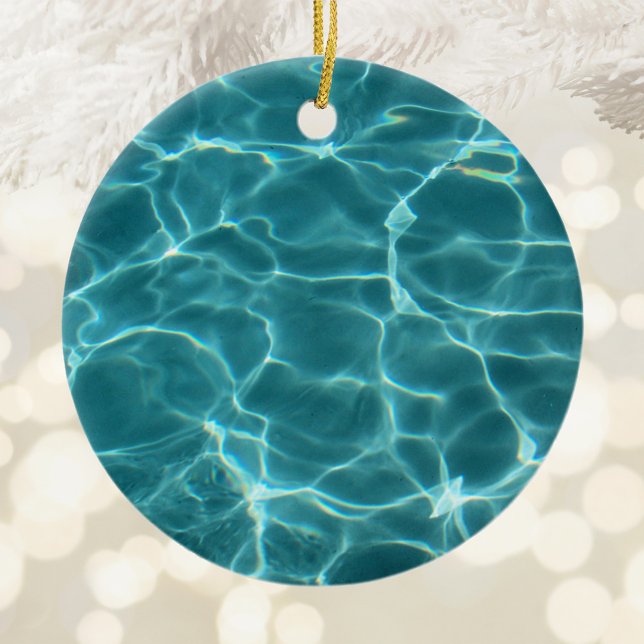 Aqua Green Swimming Pool Photo Ceramic Ornament (Swimming Pool Photo Ornament )