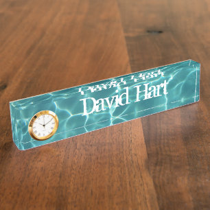 Aqua Green Swimming Pool Photo Desk Name Plate