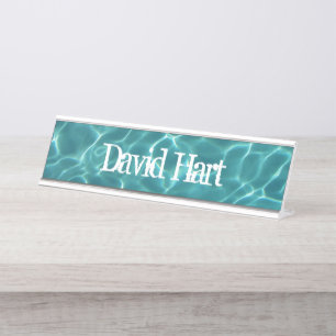 Aqua Green Swimming Pool Photo Desk Name Plate