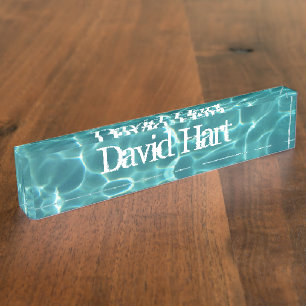 Aqua Green Swimming Pool Photo Desk Name Plate
