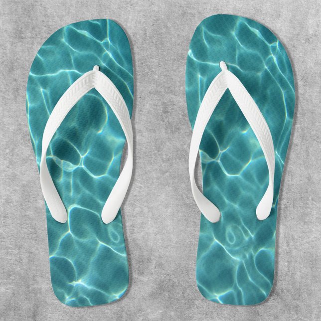 Aqua Green Swimming Pool Photo Flip Flops (Aqua Teal Swimming Pool Water Photo Flip Flops)