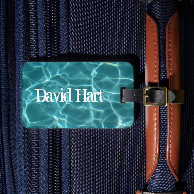 Aqua Green Swimming Pool Water Luggage Tag (Front Insitu 4)