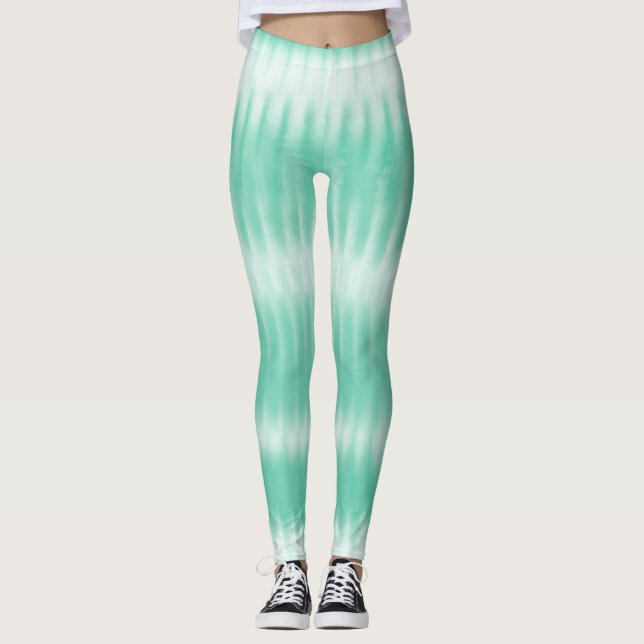 Aqua Green Tie Dye  Leggings (Front)