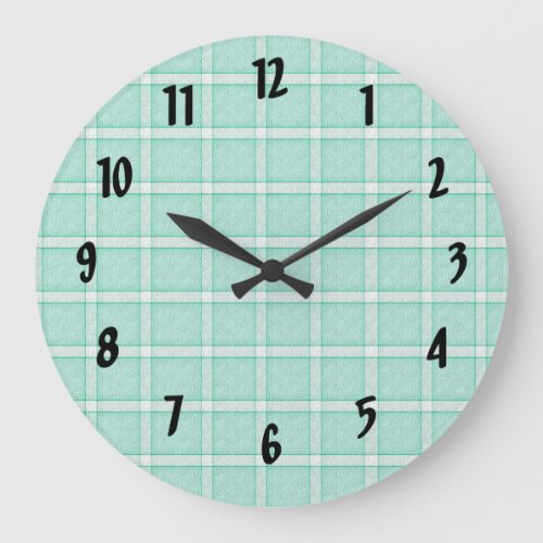 Aqua Green Tile Pattern Large Clock