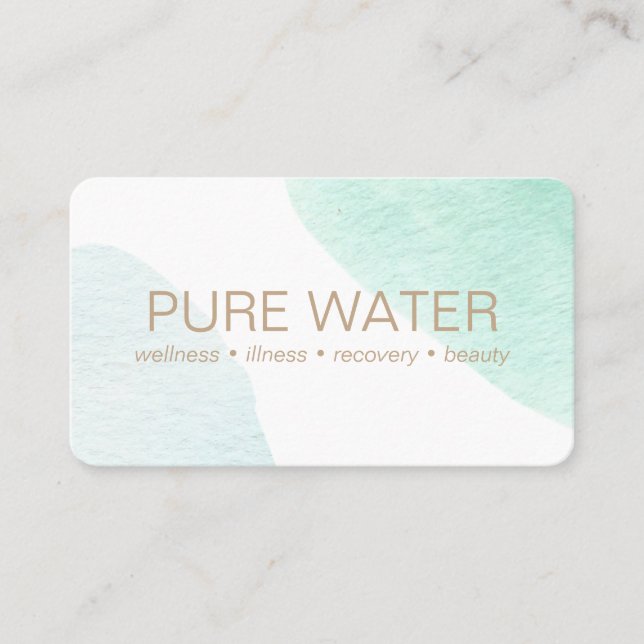 Aqua Green Watercolor IV therapy wellness dayspa Business Card (Front)